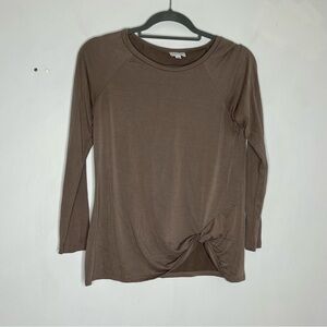 Neely 3/4 Sleeve Brown Cafe Mocha Knot Front Tee Shirt Size XS